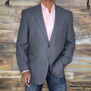 Ralph Lauren 100% Heavy Wool Gray Geometric Blazer Sport Jacket Size 42R